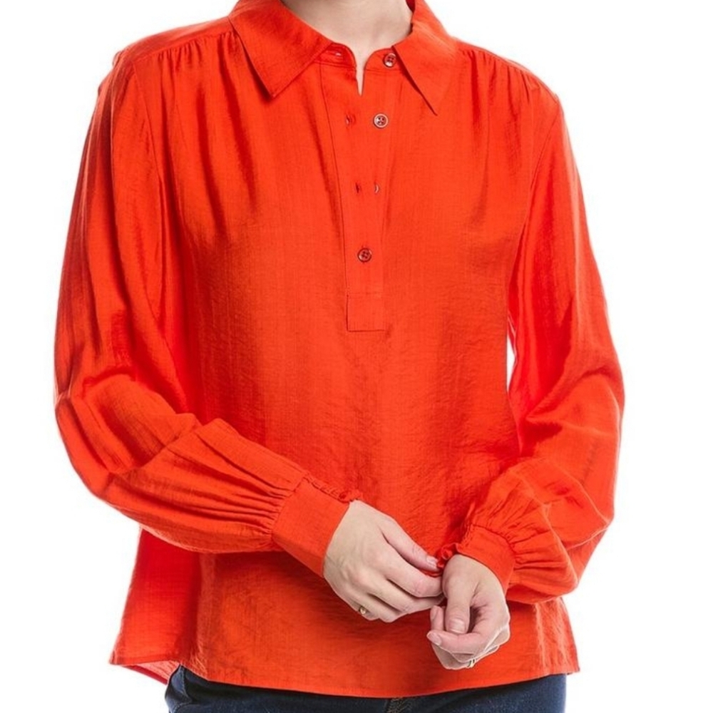 NWT CAbi Vibrant Molten Lava Red Women's Blouse Sz M